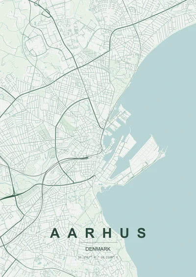 Aarhus Map Print | Danish City Map Wall Art