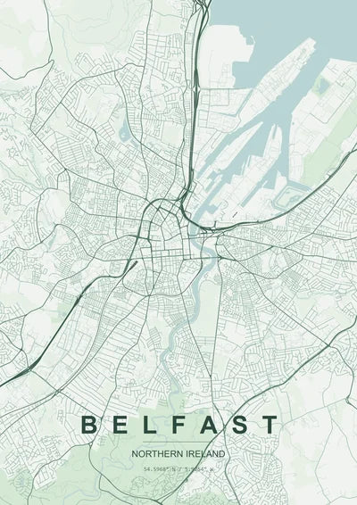Belfast Map Print | Northern Ireland City Map Art